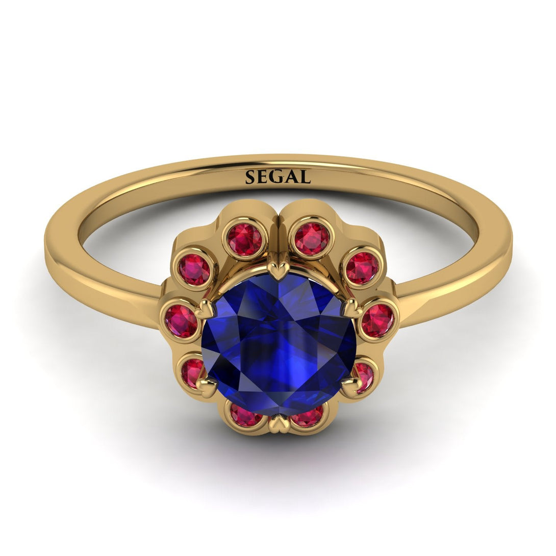 0.8 Carat Sapphire Halo Engagement Ring - Pamela No. 58