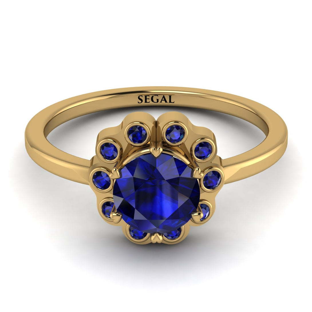 0.8 Carat Sapphire Halo Engagement Ring - Pamela No. 73