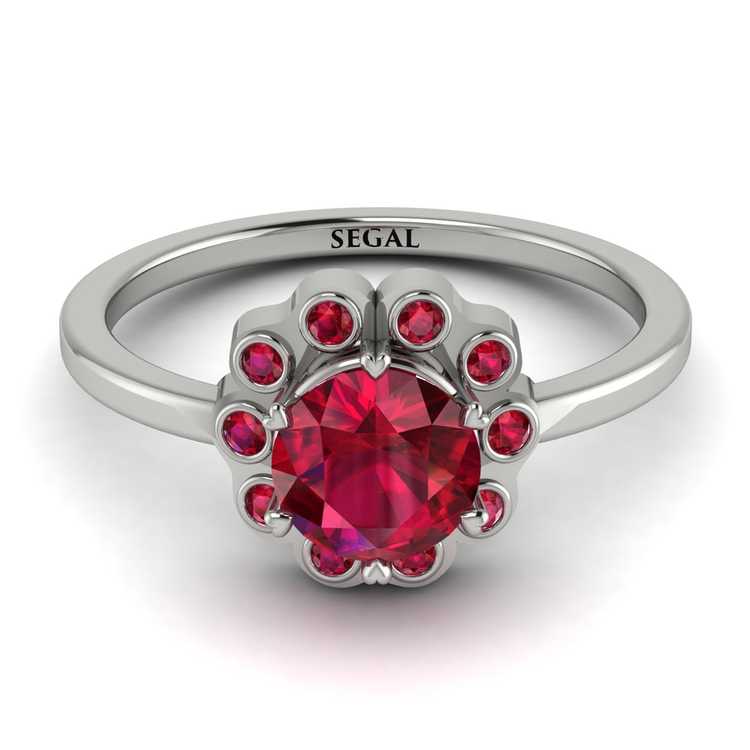 0.8 Carat Ruby Halo Engagement Ring - Pamela No. 57
