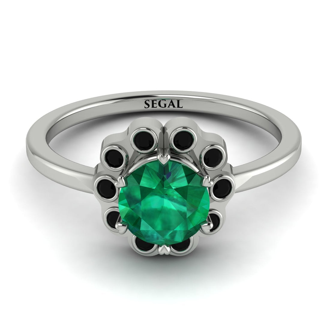 0.8 Carat Emerald Halo Engagement Ring - Pamela No. 36