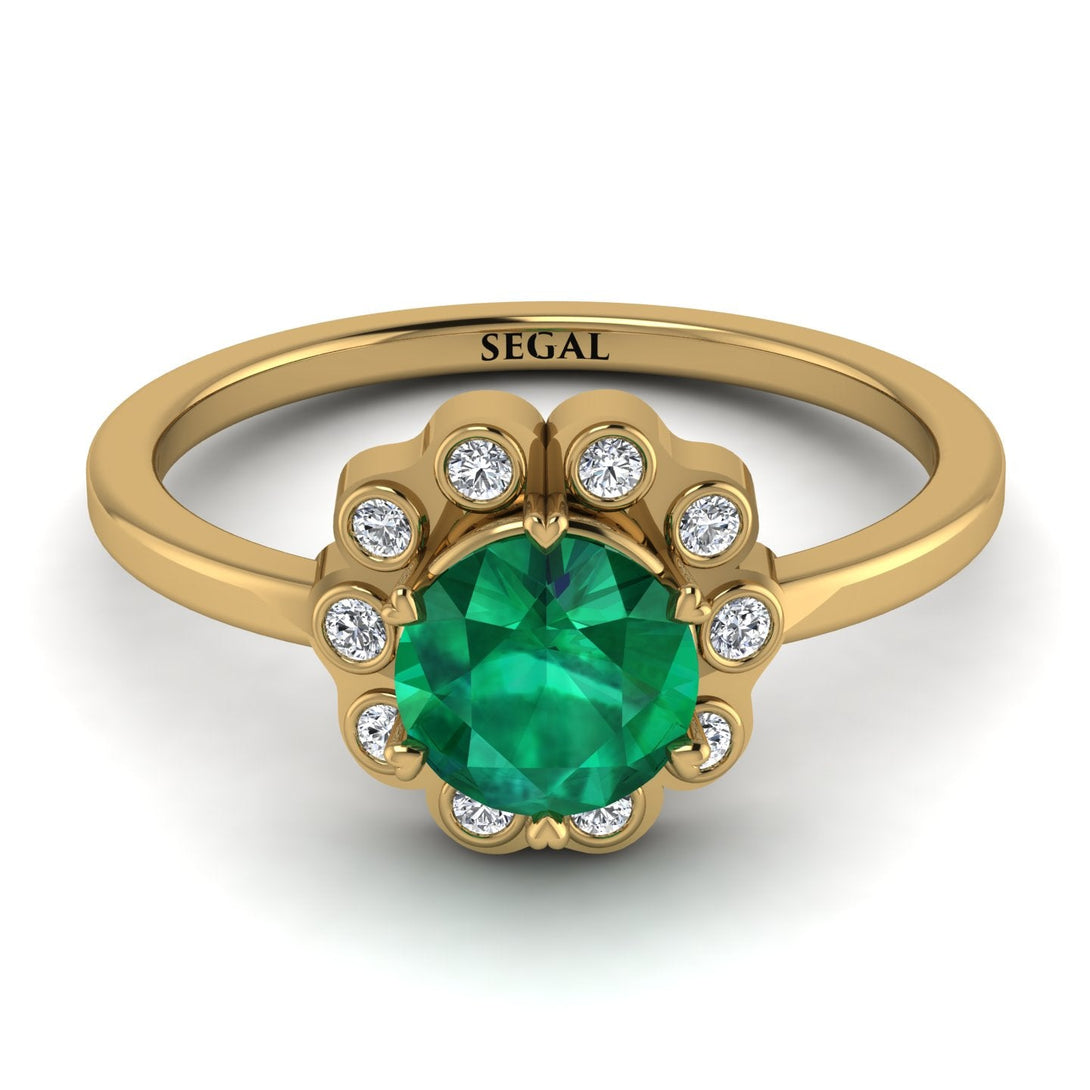 0.8 Carat Emerald Halo Engagement Ring - Pamela No. 4