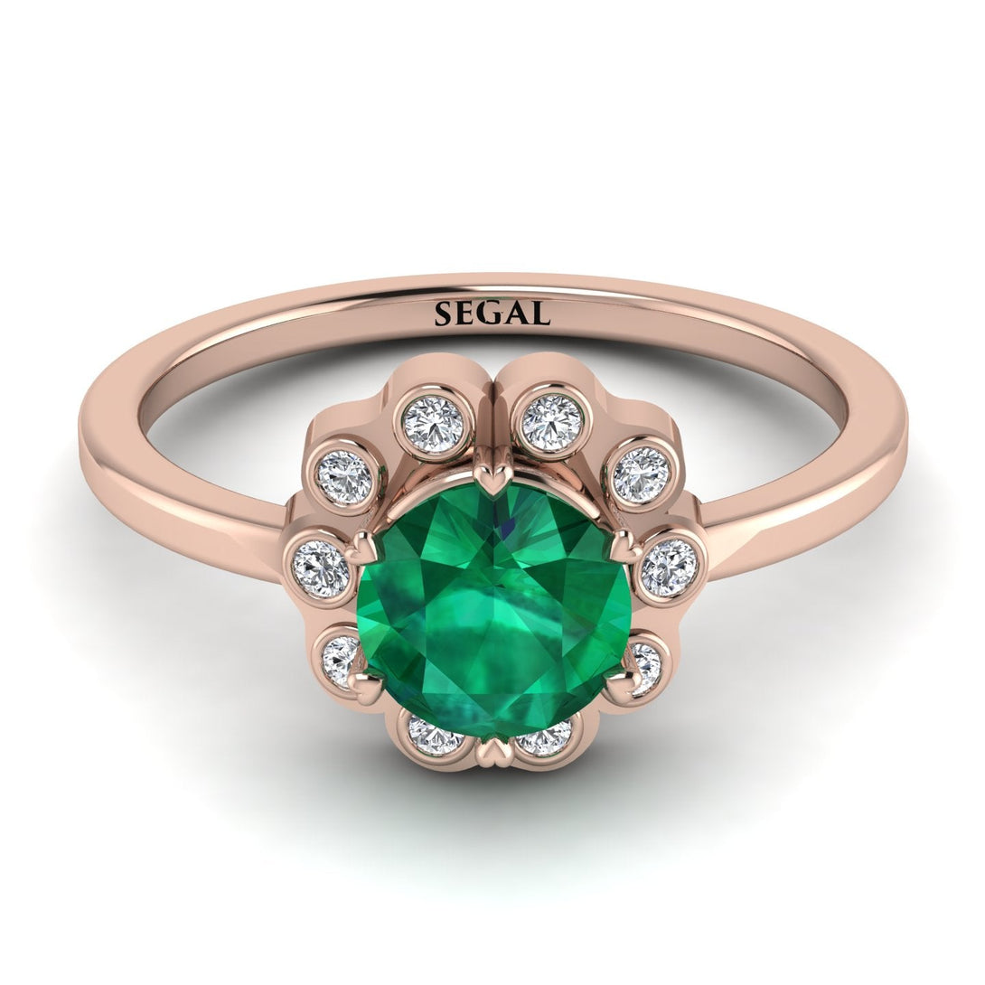 0.8 Carat Emerald Halo Engagement Ring - Pamela No. 5