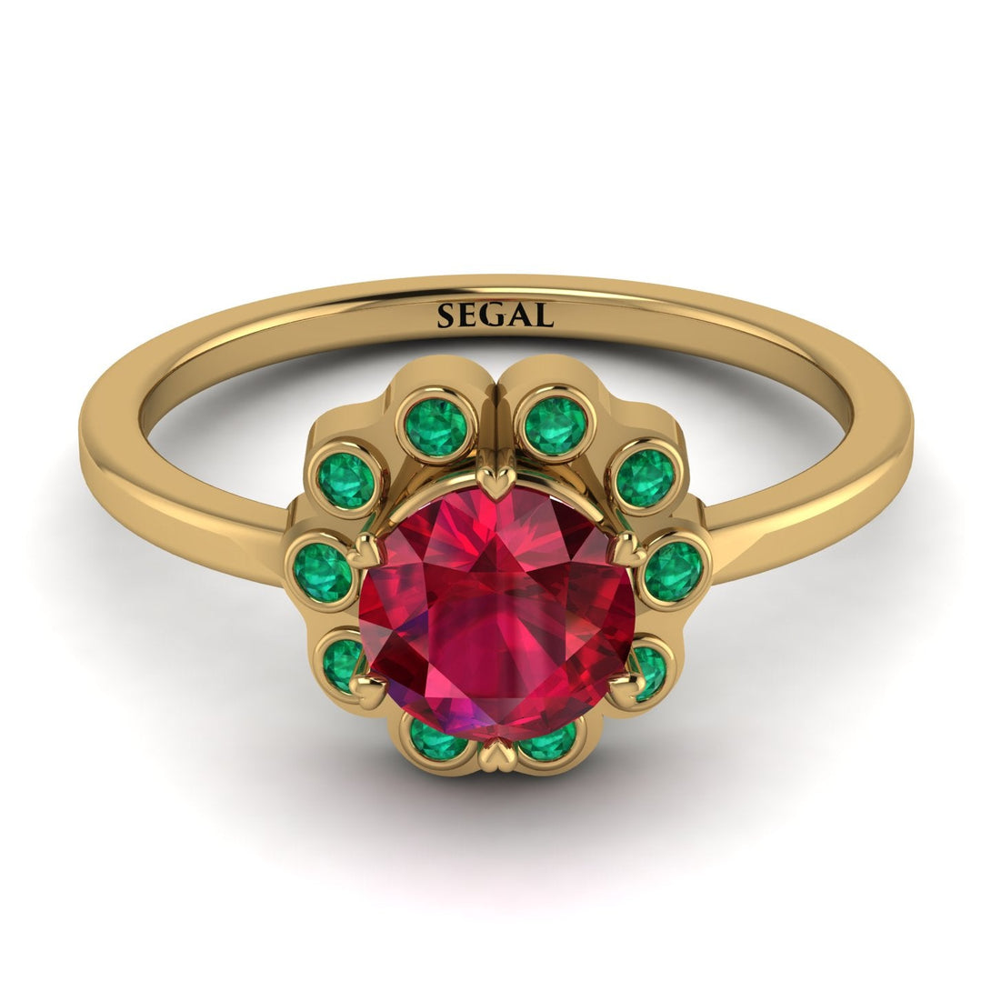 0.8 Carat Ruby Halo Engagement Ring - Pamela No. 25