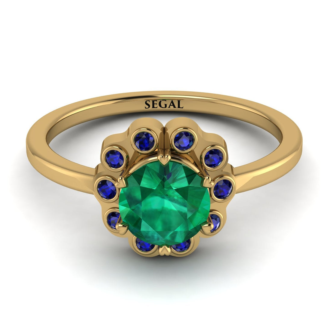 0.8 Carat Emerald Halo Engagement Ring - Pamela No. 64