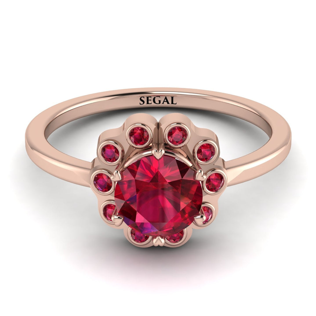 0.8 Carat Ruby Halo Engagement Ring - Pamela No. 56