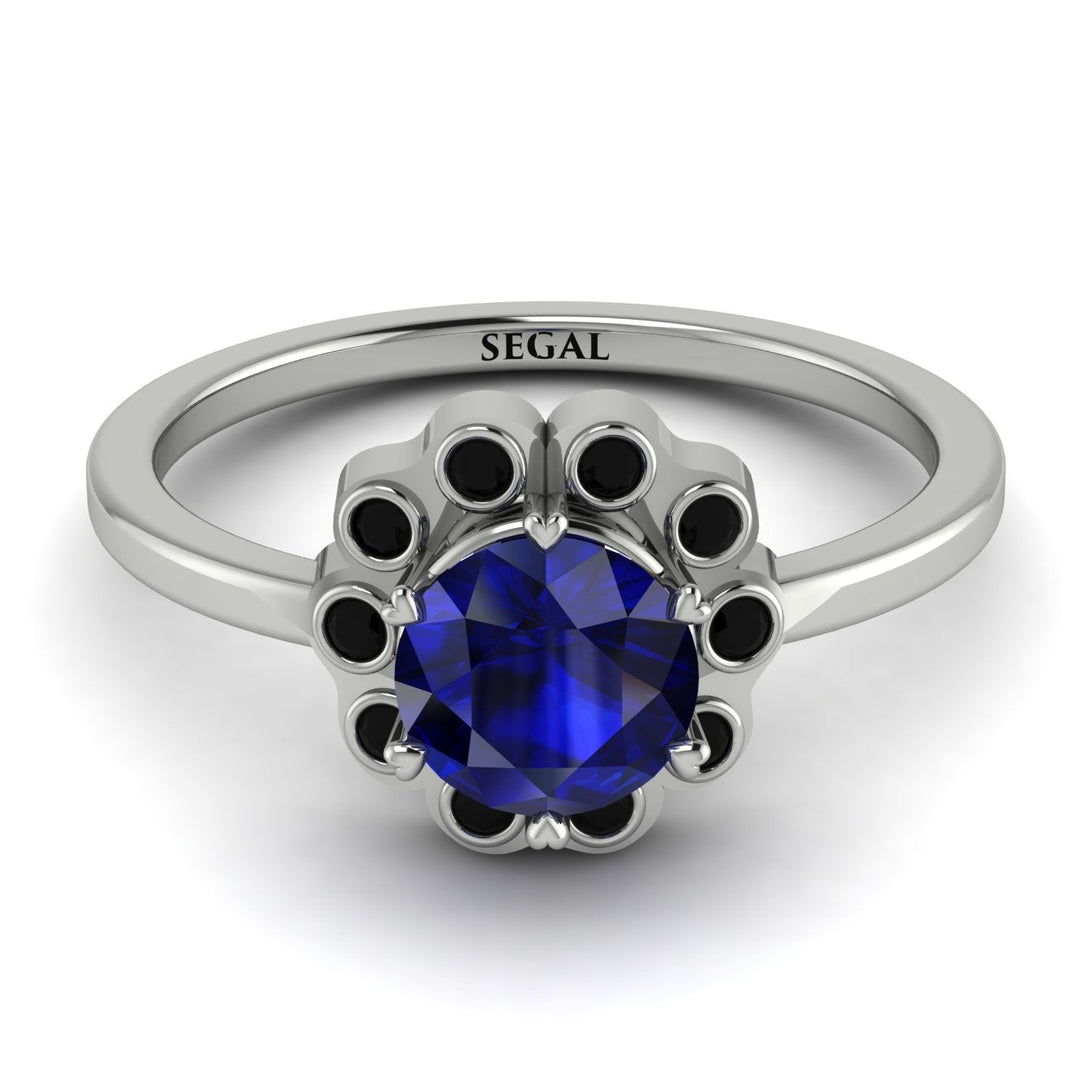0.8 Carat Sapphire Halo Engagement Ring - Pamela No. 45
