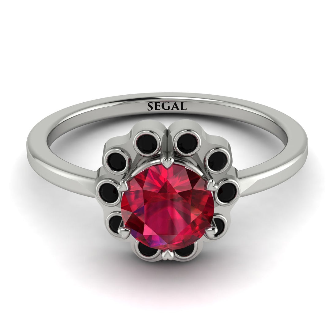 0.8 Carat Ruby Halo Engagement Ring - Pamela No. 42