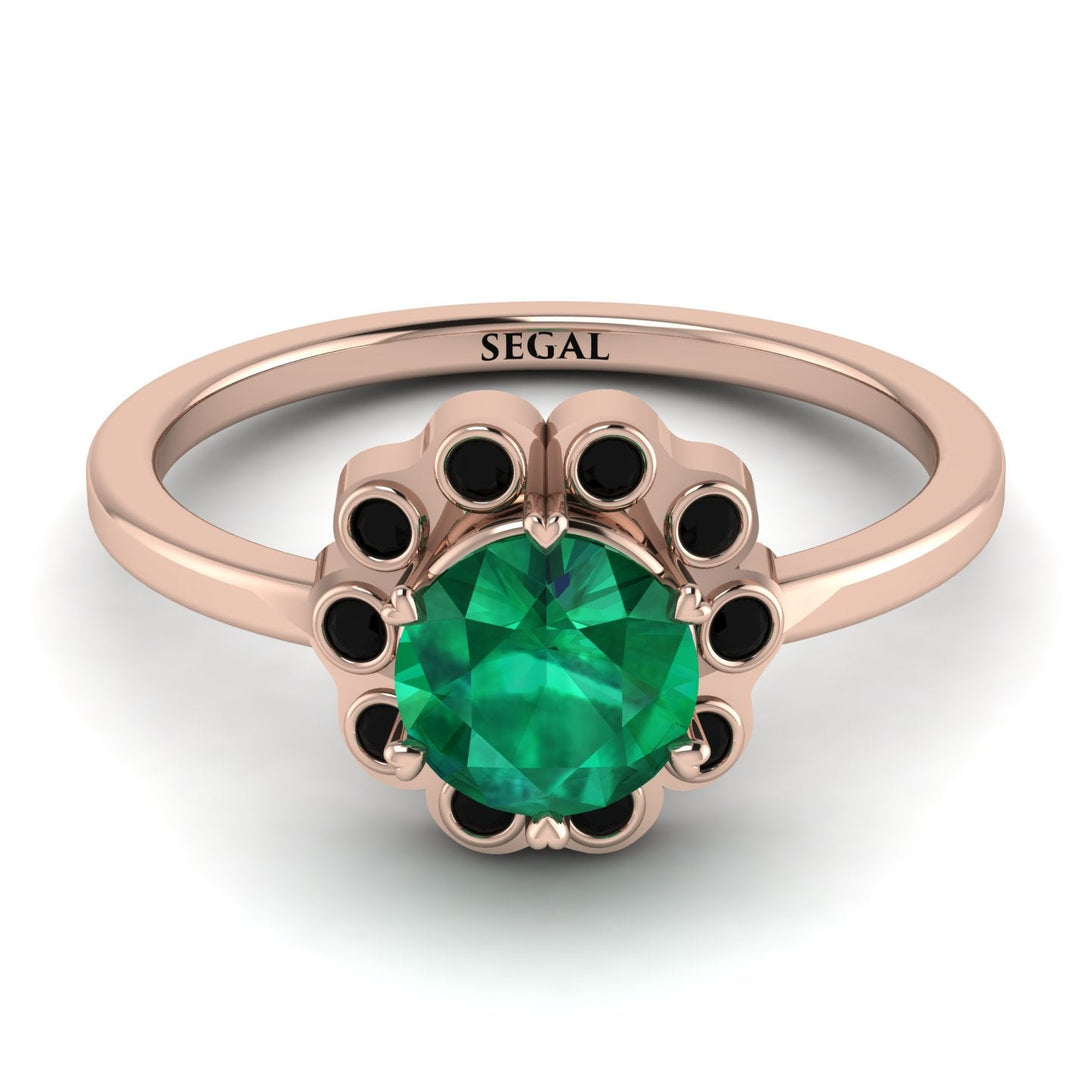 0.8 Carat Emerald Halo Engagement Ring - Pamela No. 35