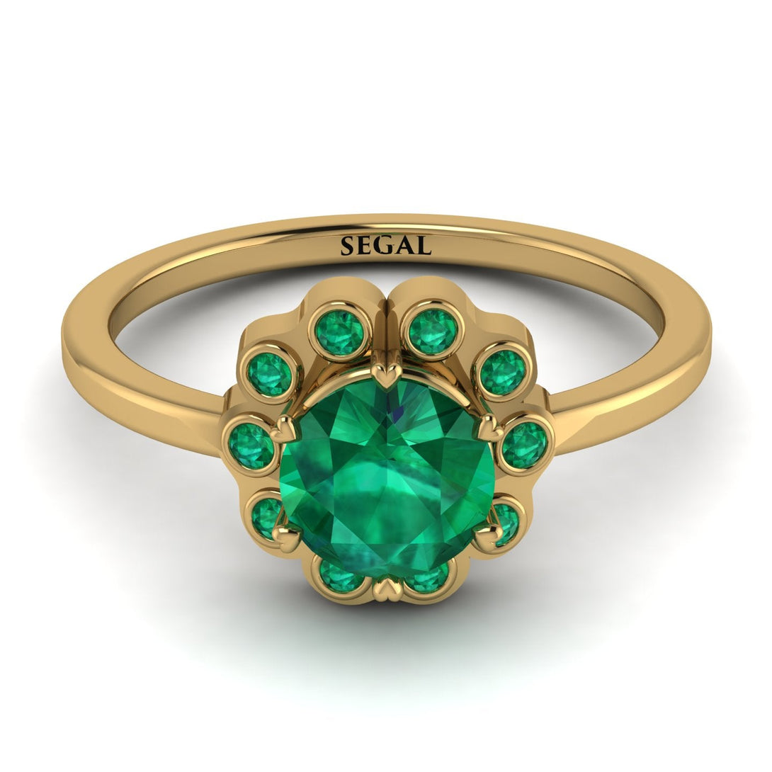 0.8 Carat Emerald Halo Engagement Ring - Pamela No. 19