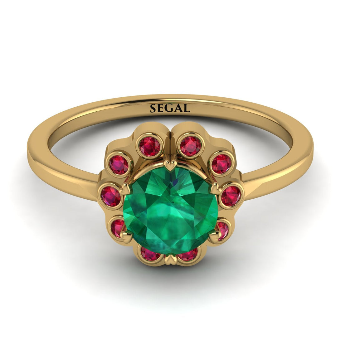 0.8 Carat Emerald Halo Engagement Ring - Pamela No. 49