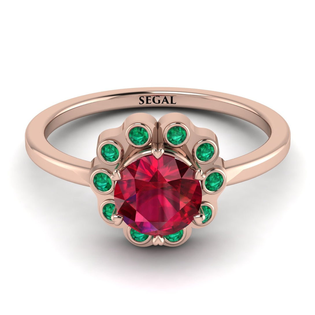 0.8 Carat Ruby Halo Engagement Ring - Pamela No. 26