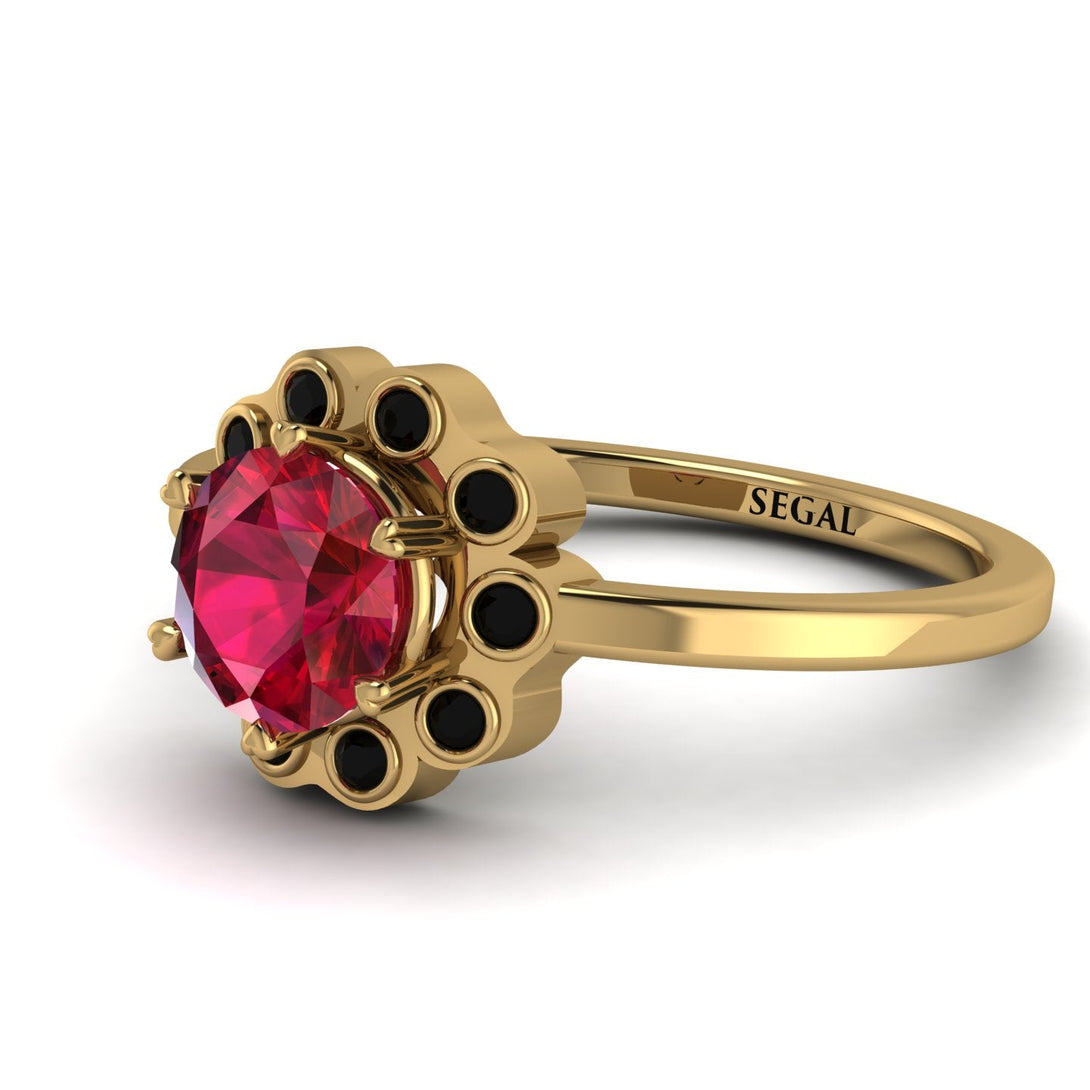 0.8 Carat Ruby Halo Engagement Ring - Pamela No. 40