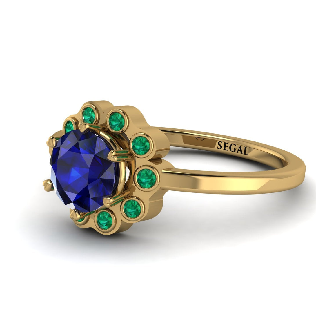 0.8 Carat Sapphire Halo Engagement Ring - Pamela No. 28