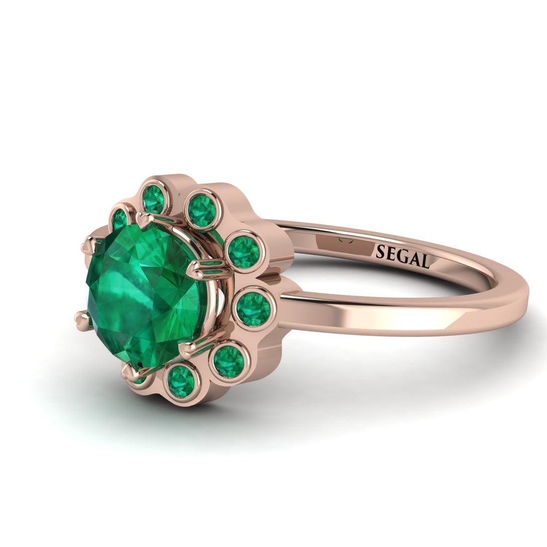 0.8 Carat Emerald Halo Engagement Ring - Pamela No. 20
