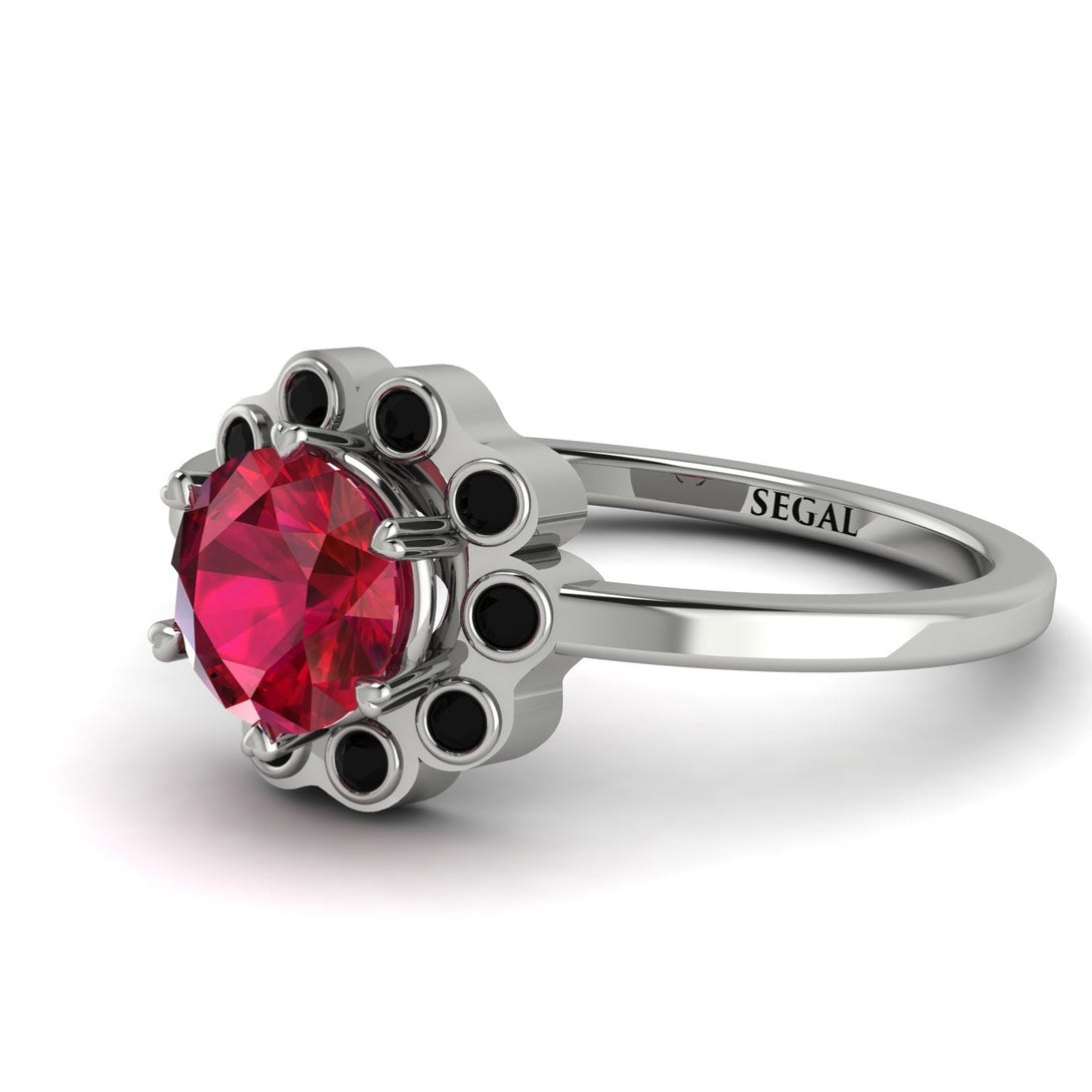 0.8 Carat Ruby Halo Engagement Ring - Pamela No. 42