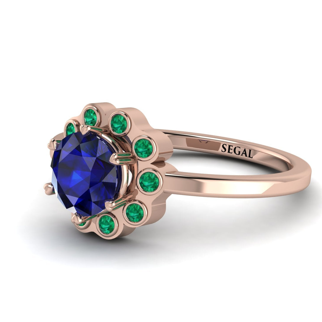 0.8 Carat Sapphire Halo Engagement Ring - Pamela No. 29