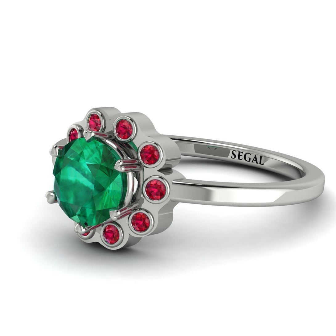 0.8 Carat Emerald Halo Engagement Ring - Pamela No. 51