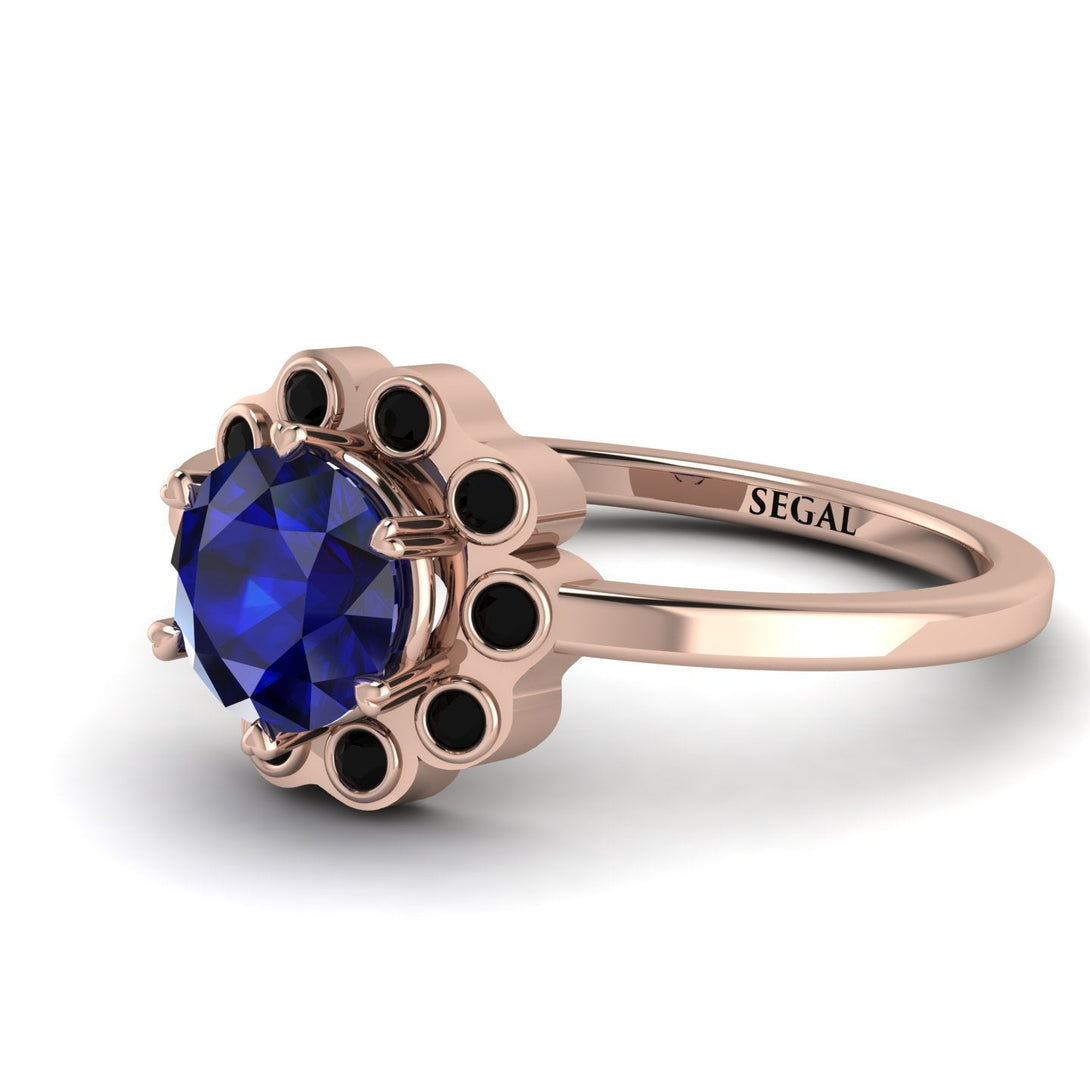 0.8 Carat Sapphire Halo Engagement Ring - Pamela No. 44