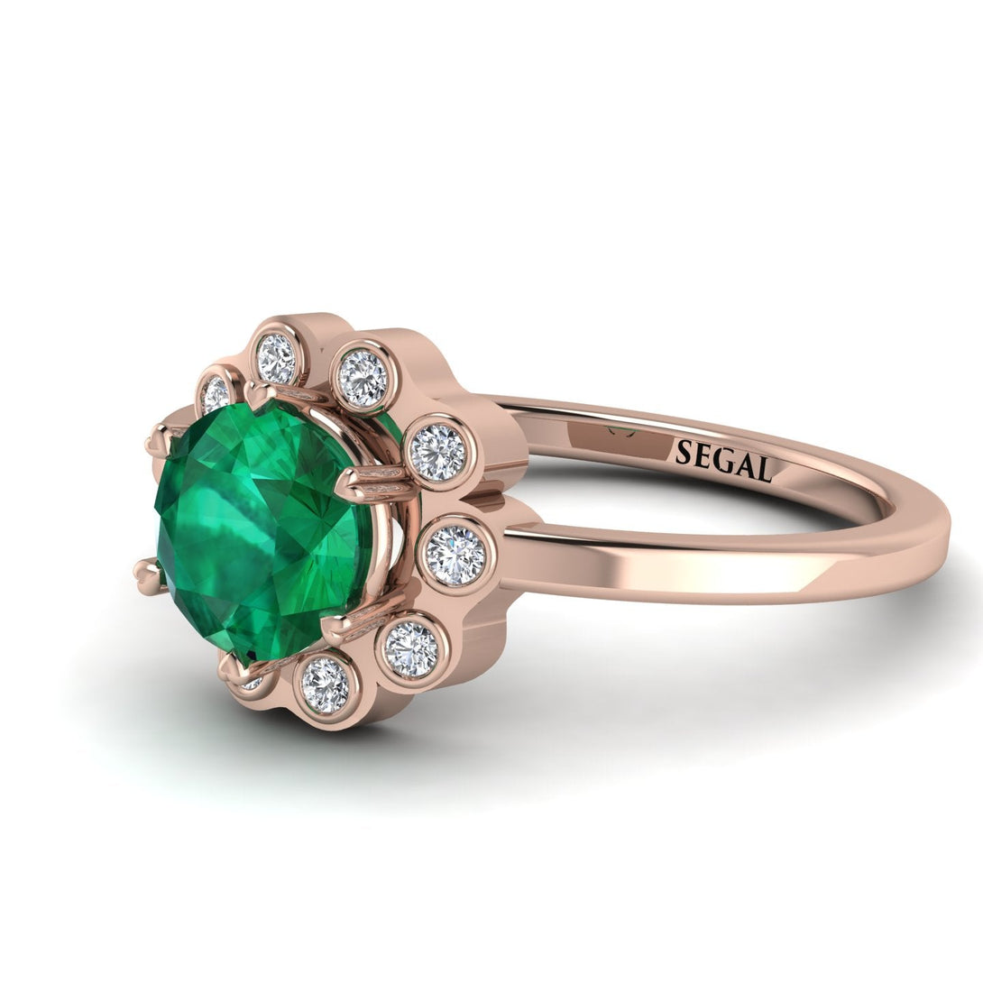 0.8 Carat Emerald Halo Engagement Ring - Pamela No. 5