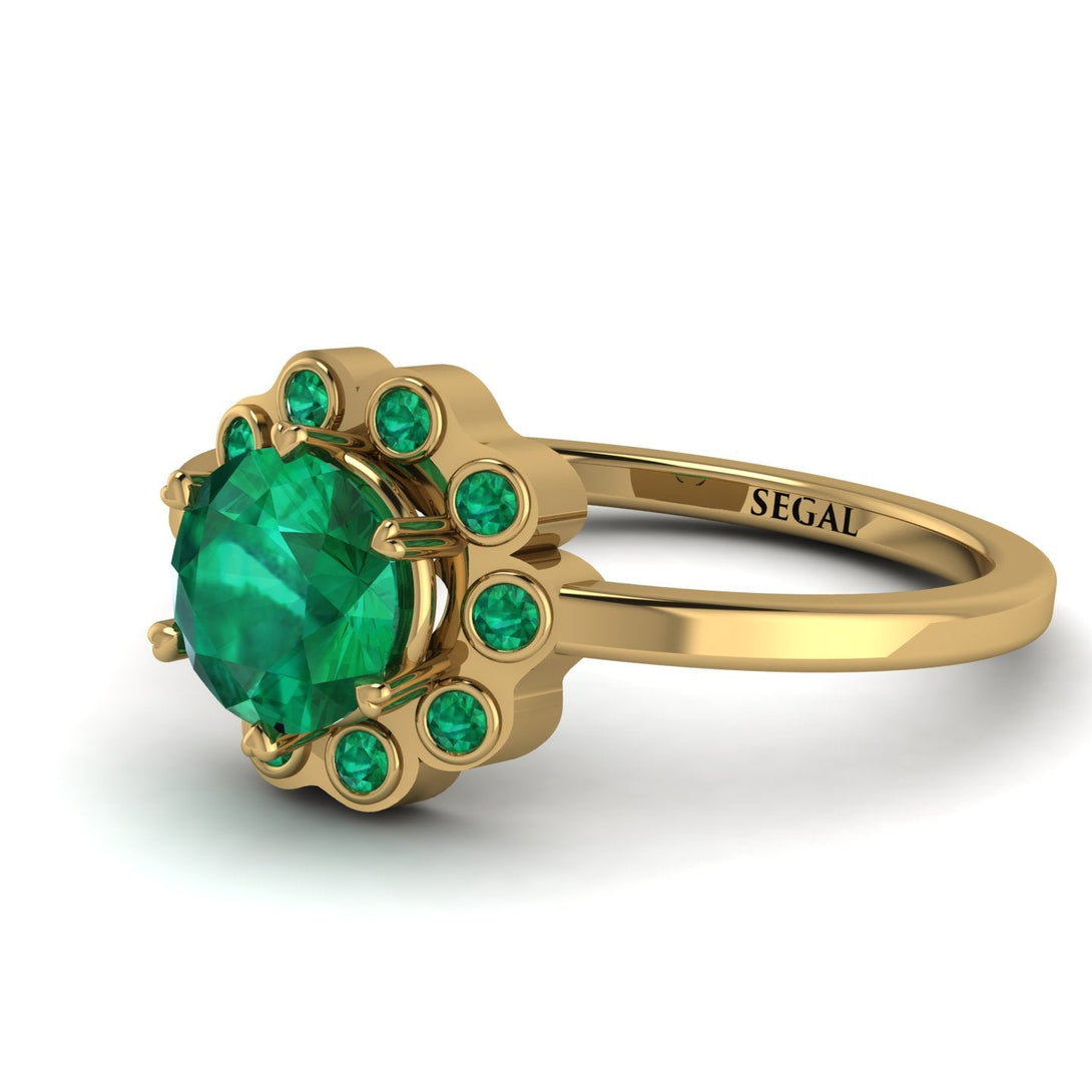 0.8 Carat Emerald Halo Engagement Ring - Pamela No. 19