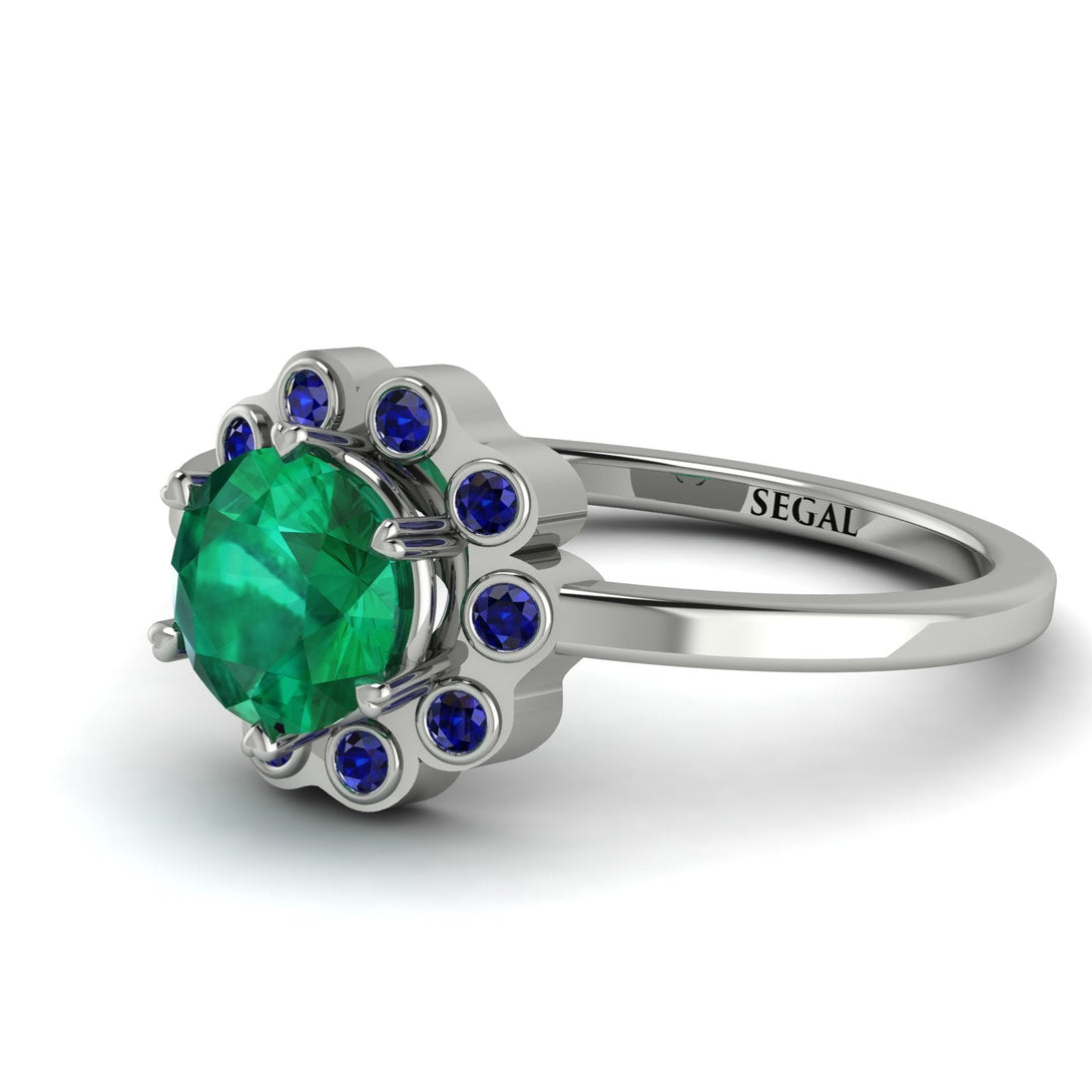 0.8 Carat Emerald Halo Engagement Ring - Pamela No. 66