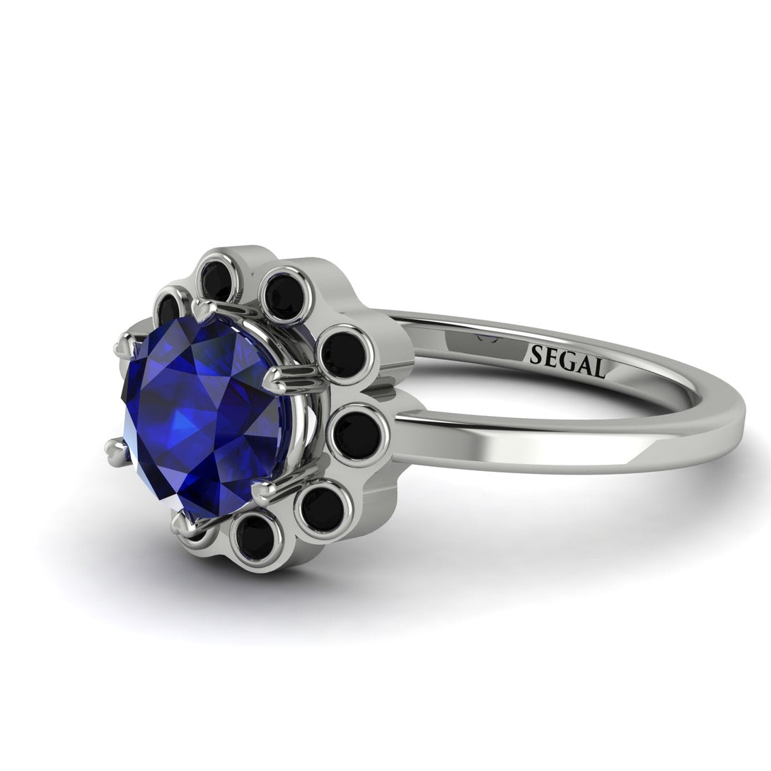 0.8 Carat Sapphire Halo Engagement Ring - Pamela No. 45