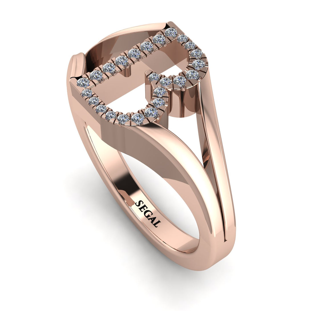 White Diamond Initial B Ring