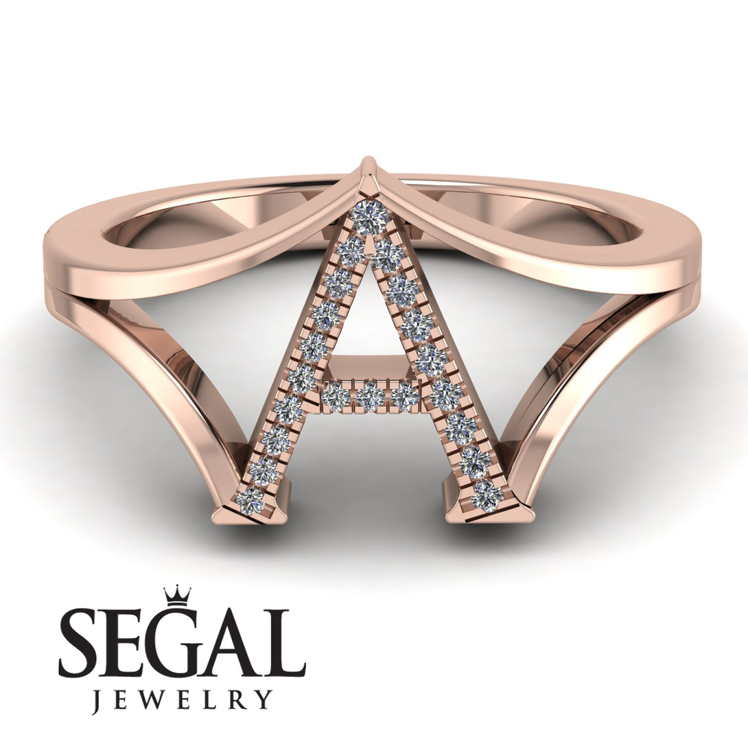 White Diamond Initial A Ring