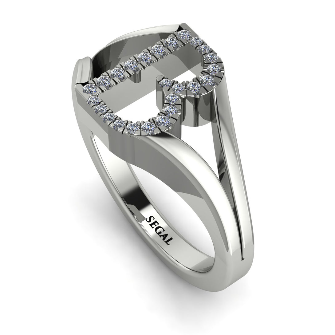 White Diamond Initial B Ring