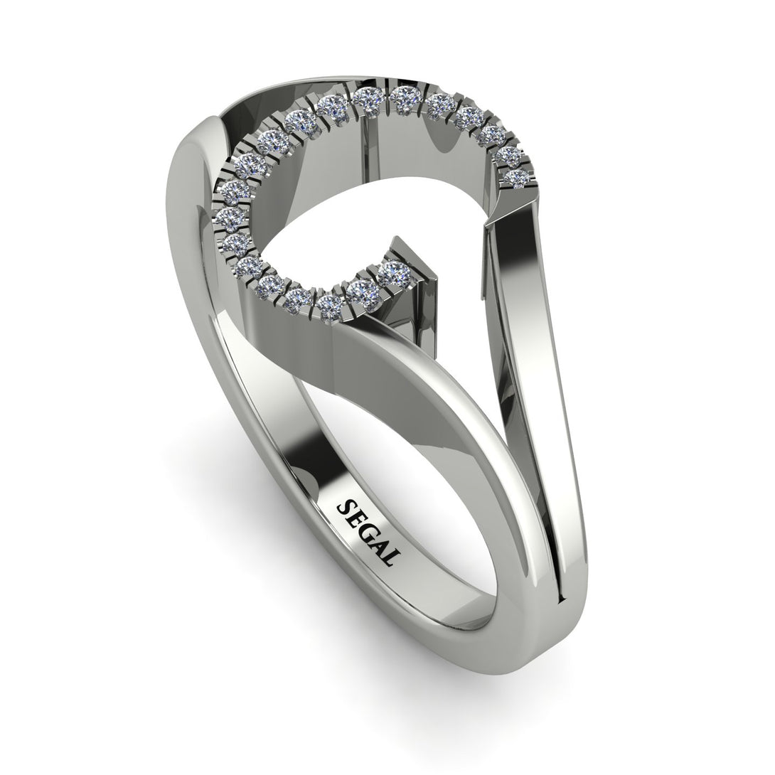 White Diamond Initial G Ring
