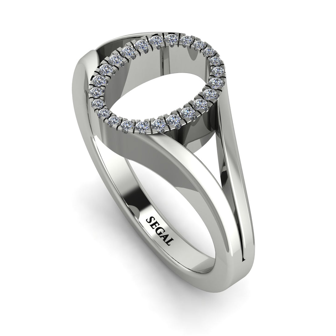 White Diamond Initial O Ring