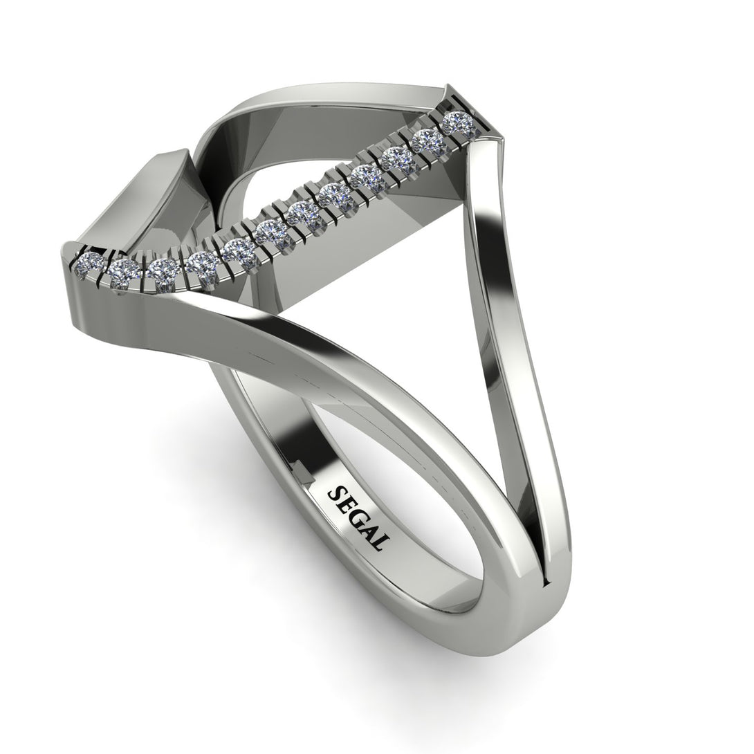 White Diamond Initial J Ring