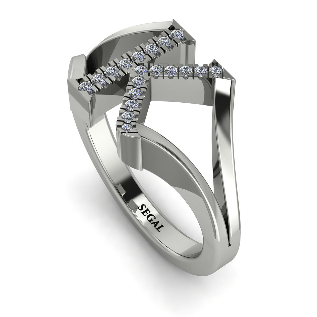 White Diamond Initial K Ring