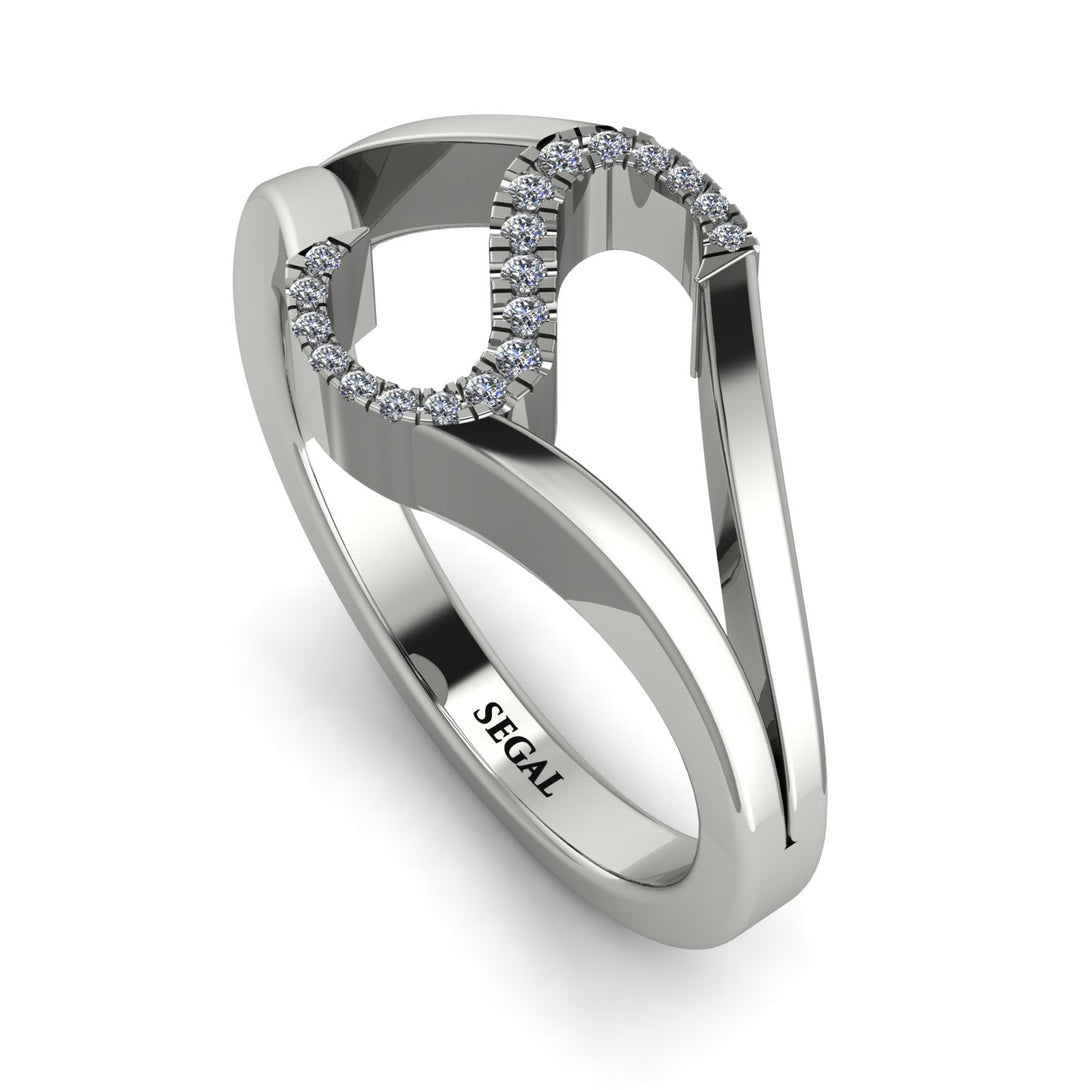 White Diamond Initial S Ring