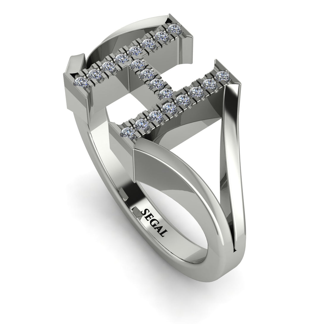 White Diamond Initial H Ring