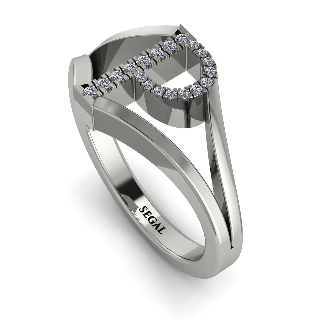 White Diamond Initial P Ring