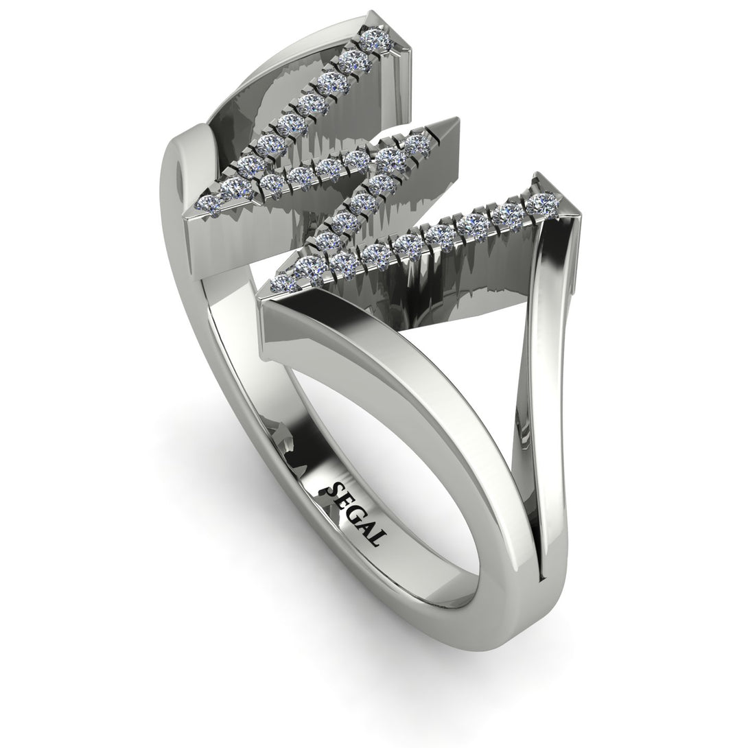 White Diamond Initial W Ring