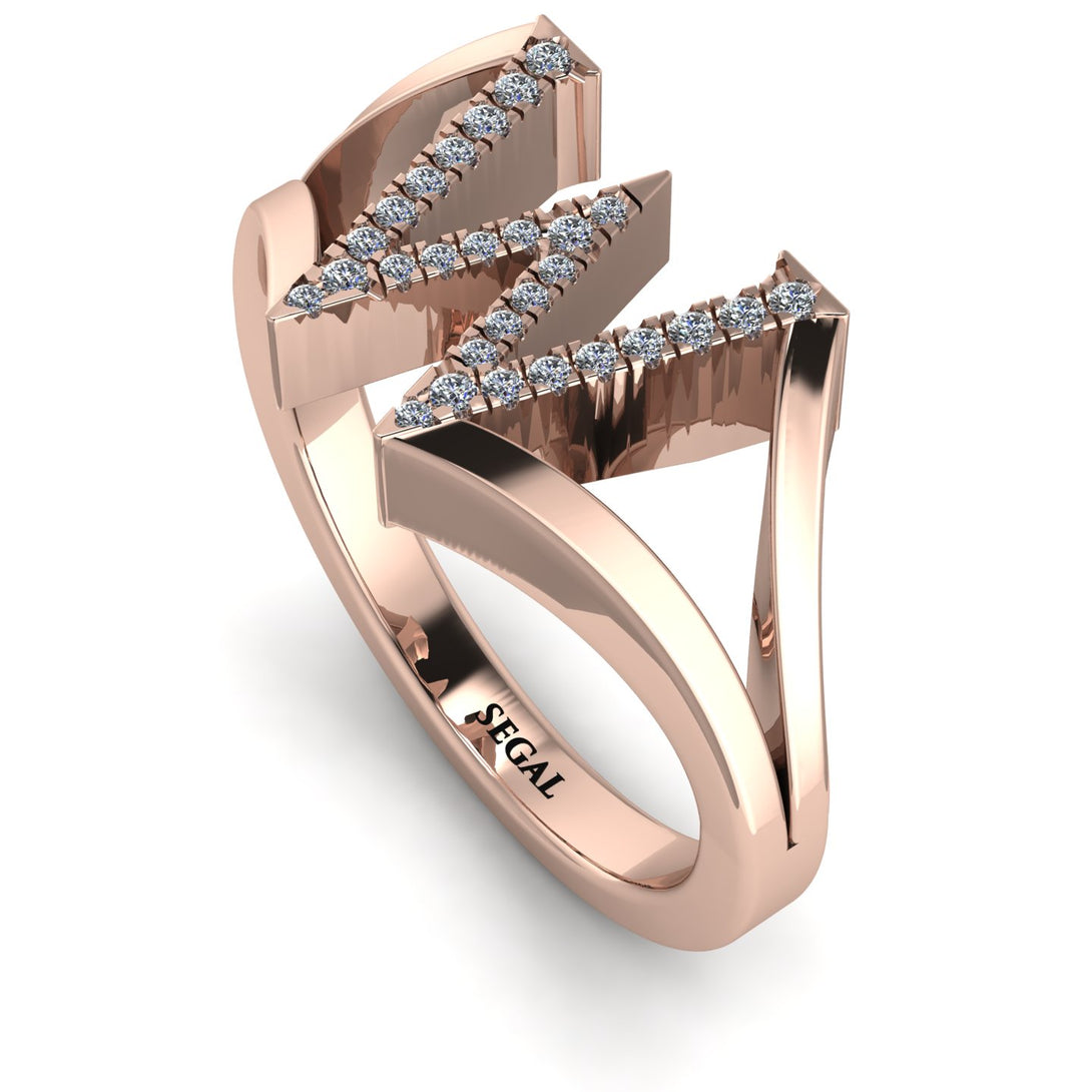 White Diamond Initial W Ring