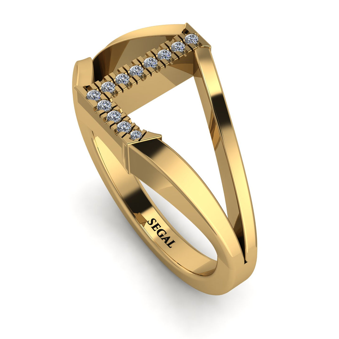 White Diamond Initial L Ring