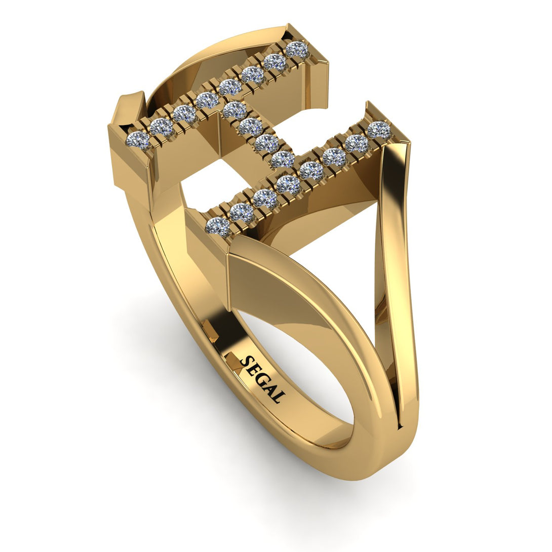 White Diamond Initial H Ring