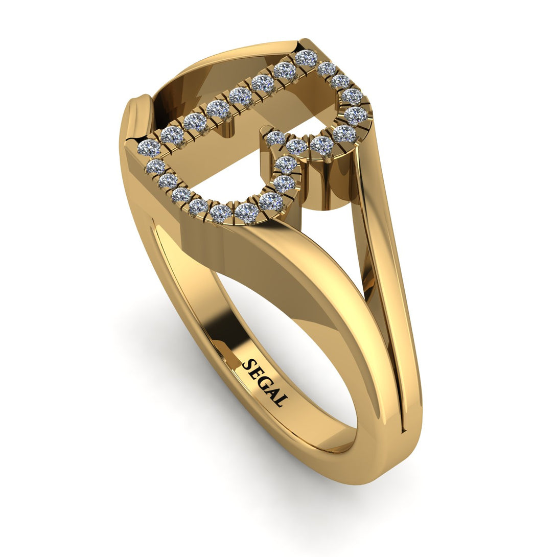 White Diamond Initial B Ring