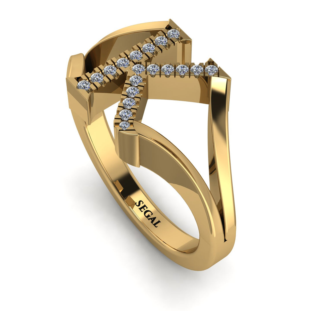 White Diamond Initial K Ring