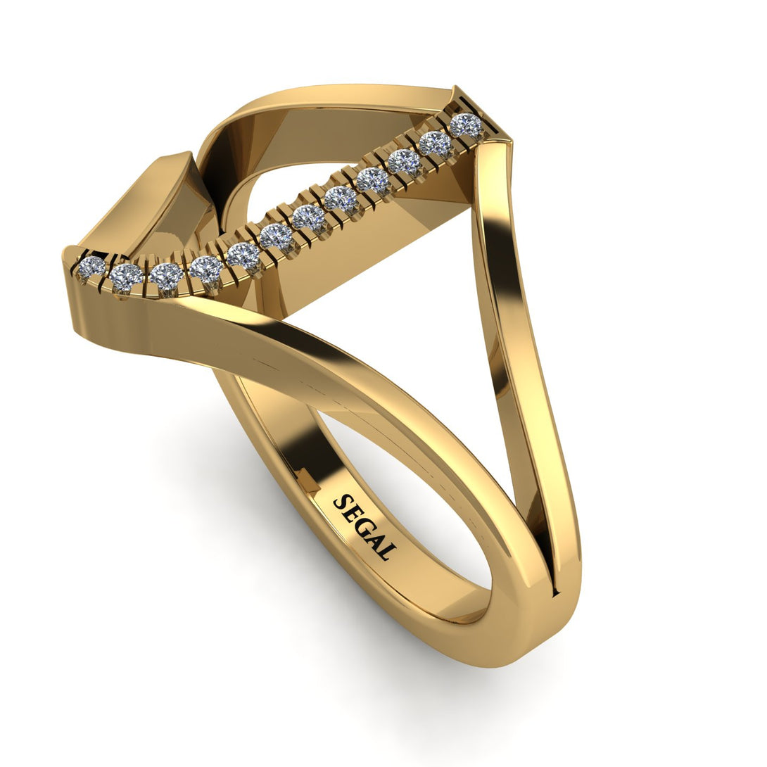 White Diamond Initial J Ring