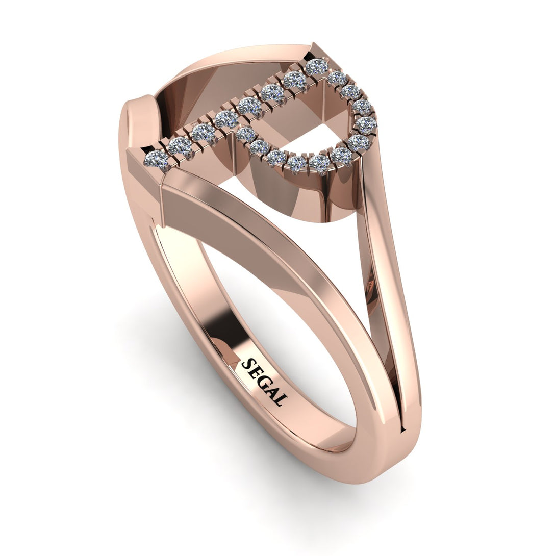 White Diamond Initial P Ring