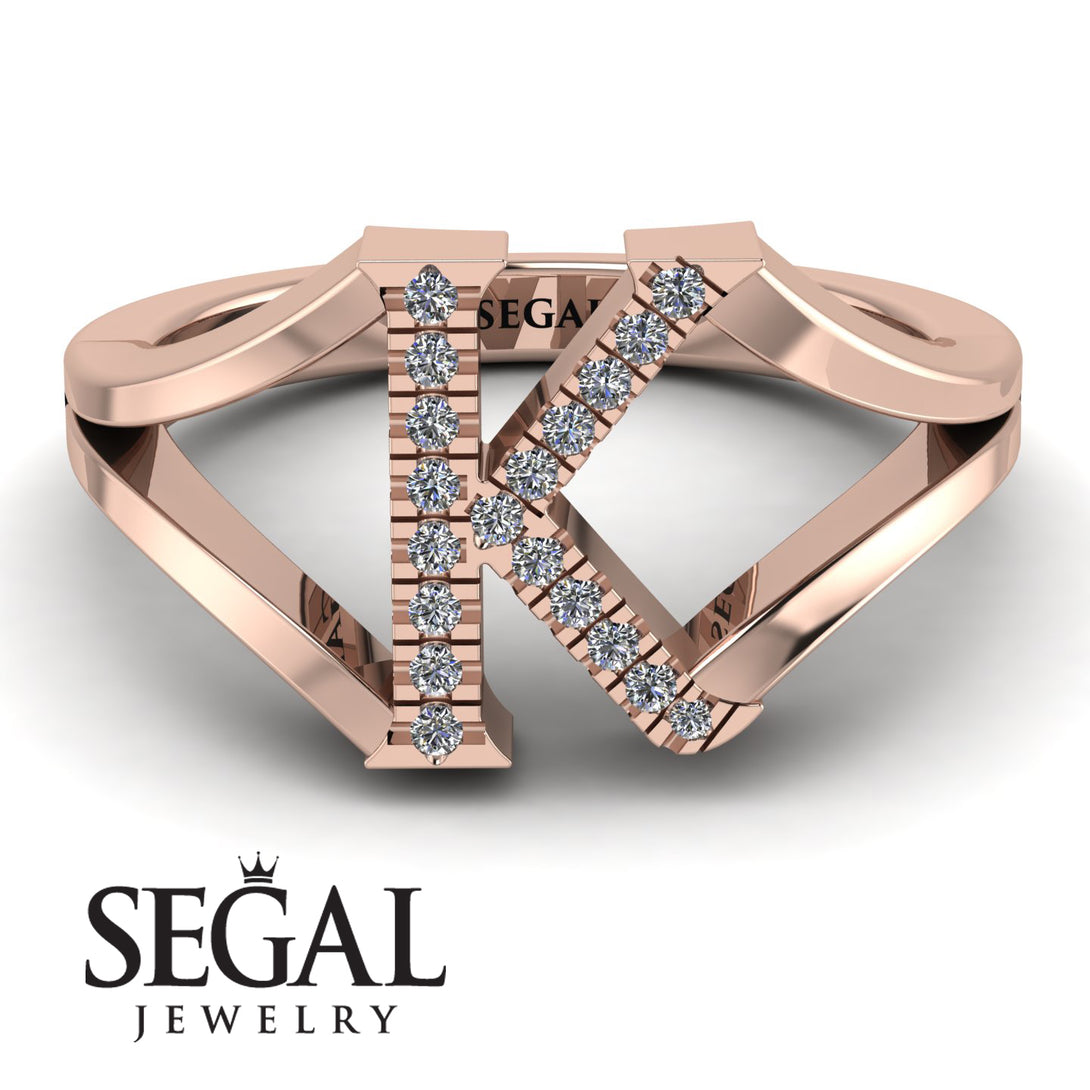 White Diamond Initial K Ring