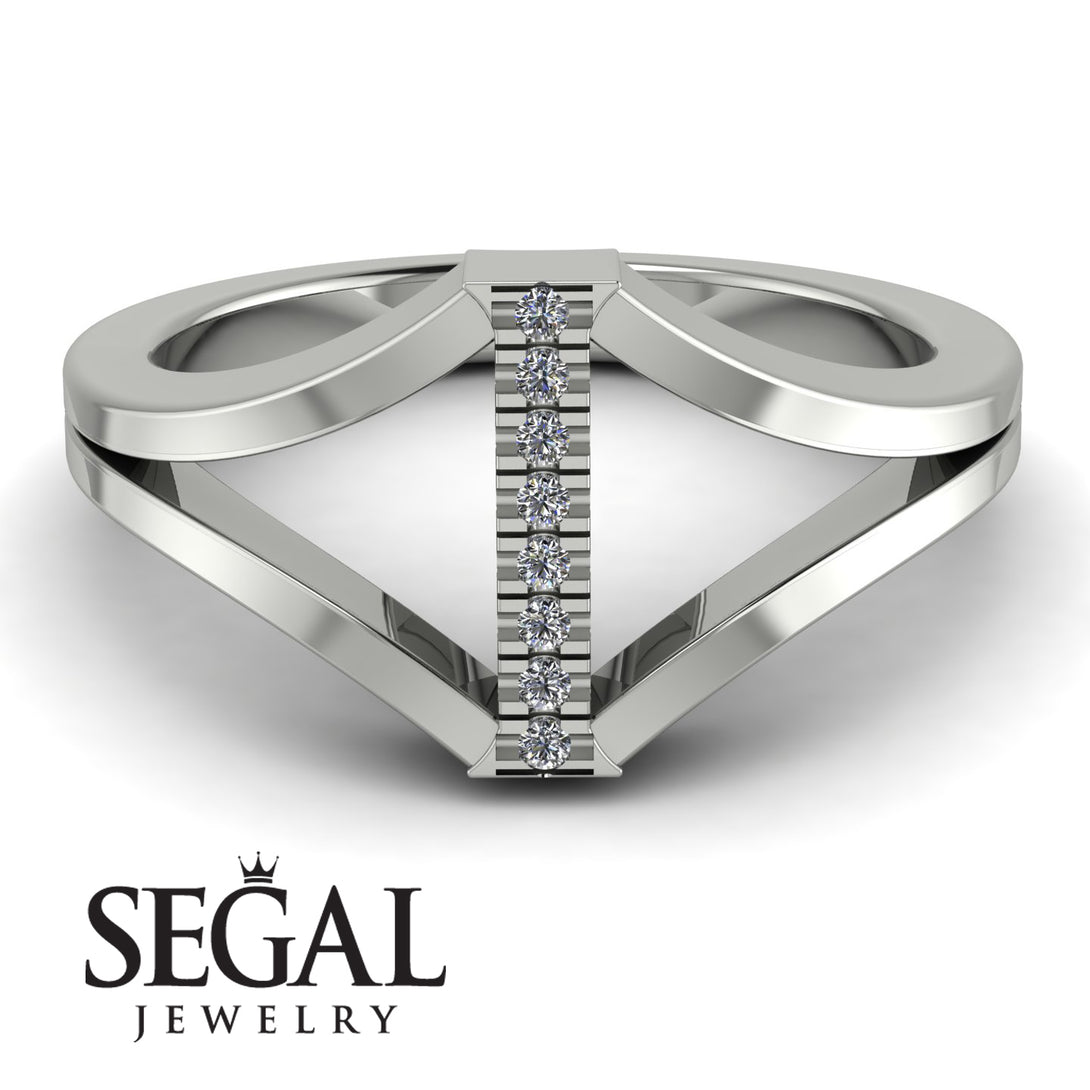 White Diamond Initial I Ring