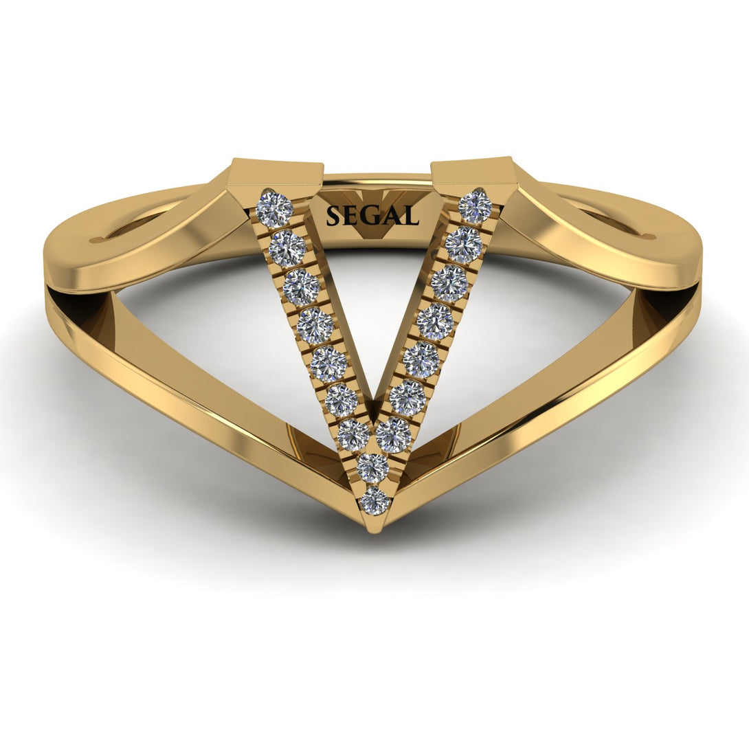 White Diamond Initial V Ring