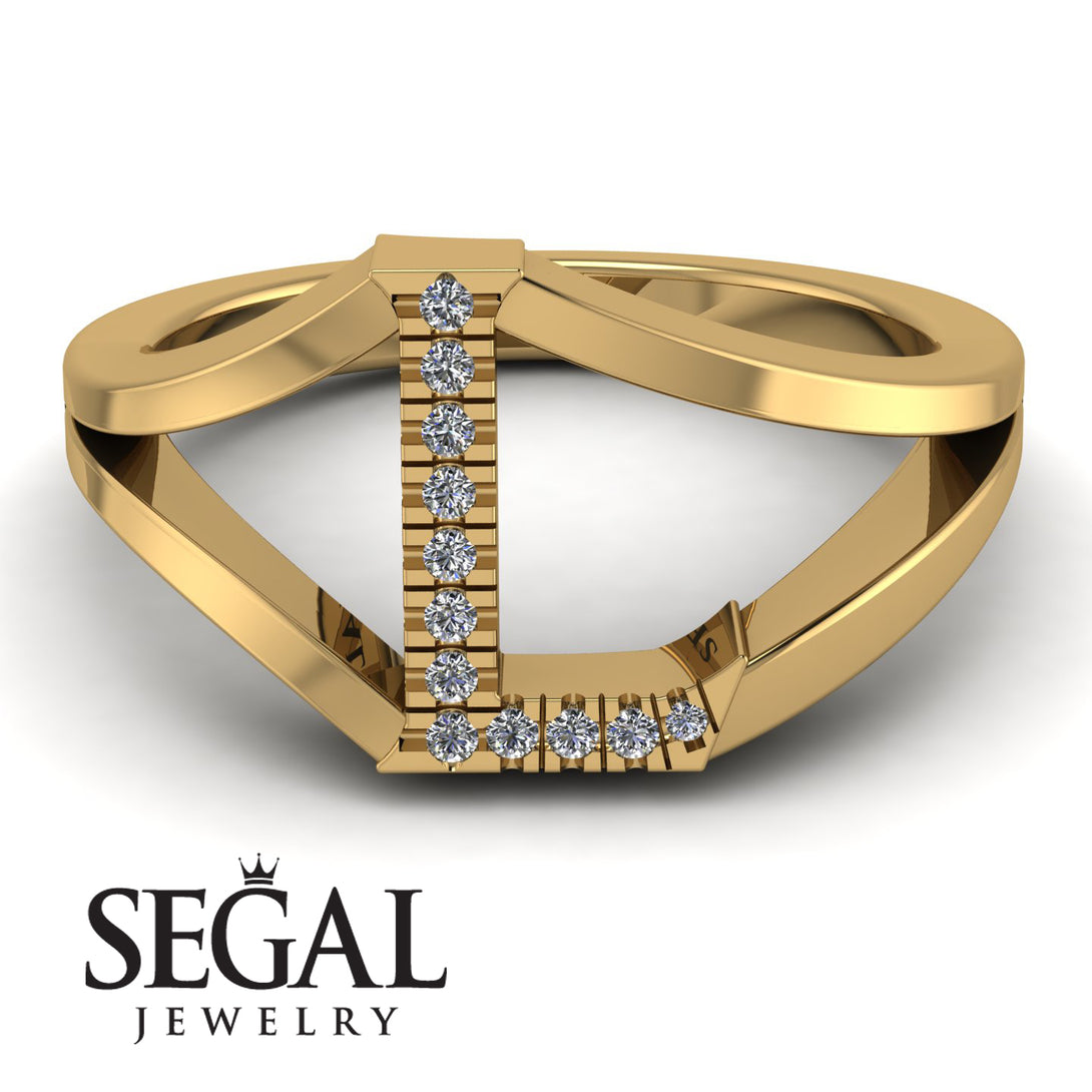 White Diamond Initial L Ring