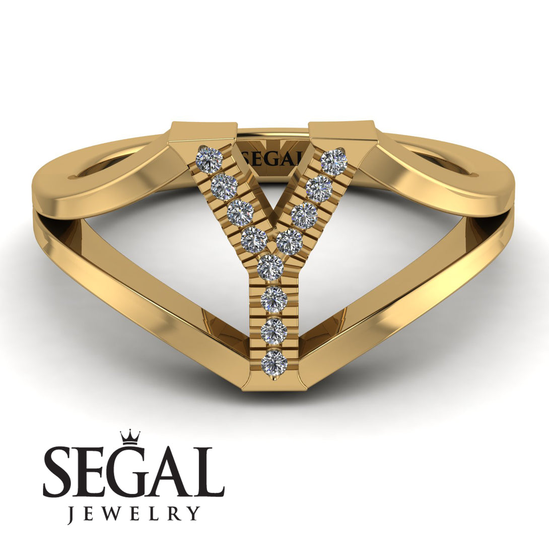 White Diamond Initial Y Ring