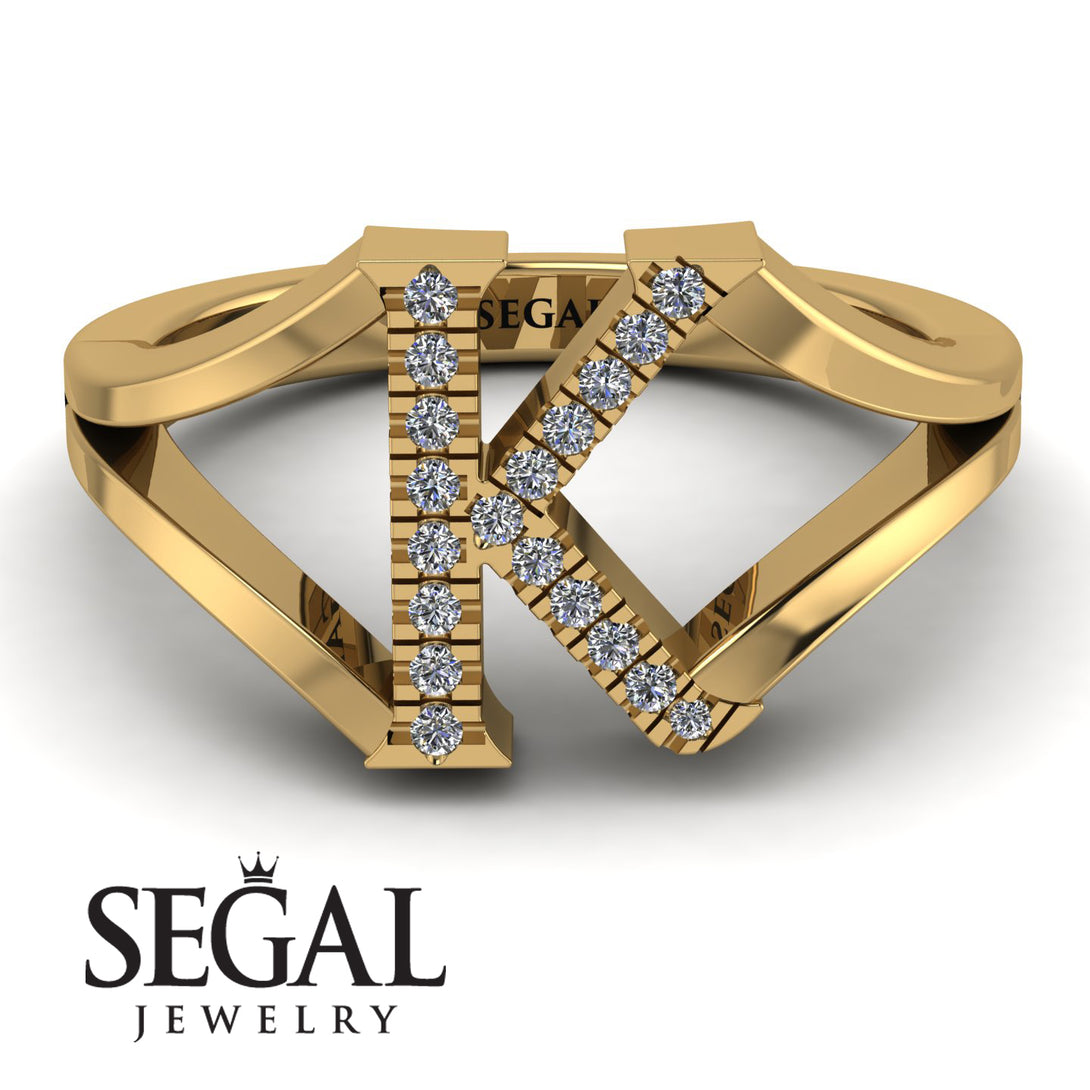 White Diamond Initial K Ring